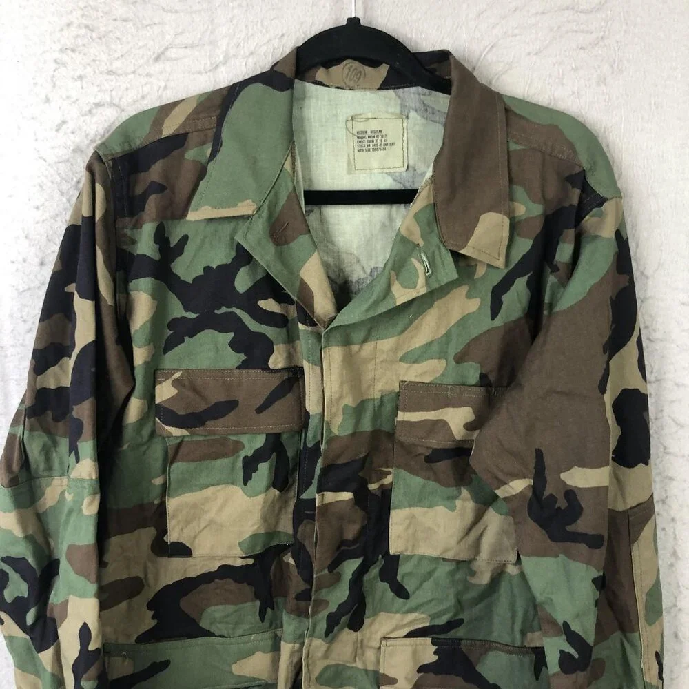 US Army BDU Jacket Mens Medium Regular Woodland Camo Field Coat Military Combat